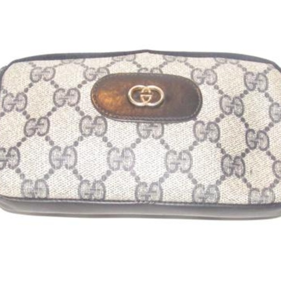 Gucci Navy Blue Large G Logo Print Coated Canvas - Picture 1 of 9